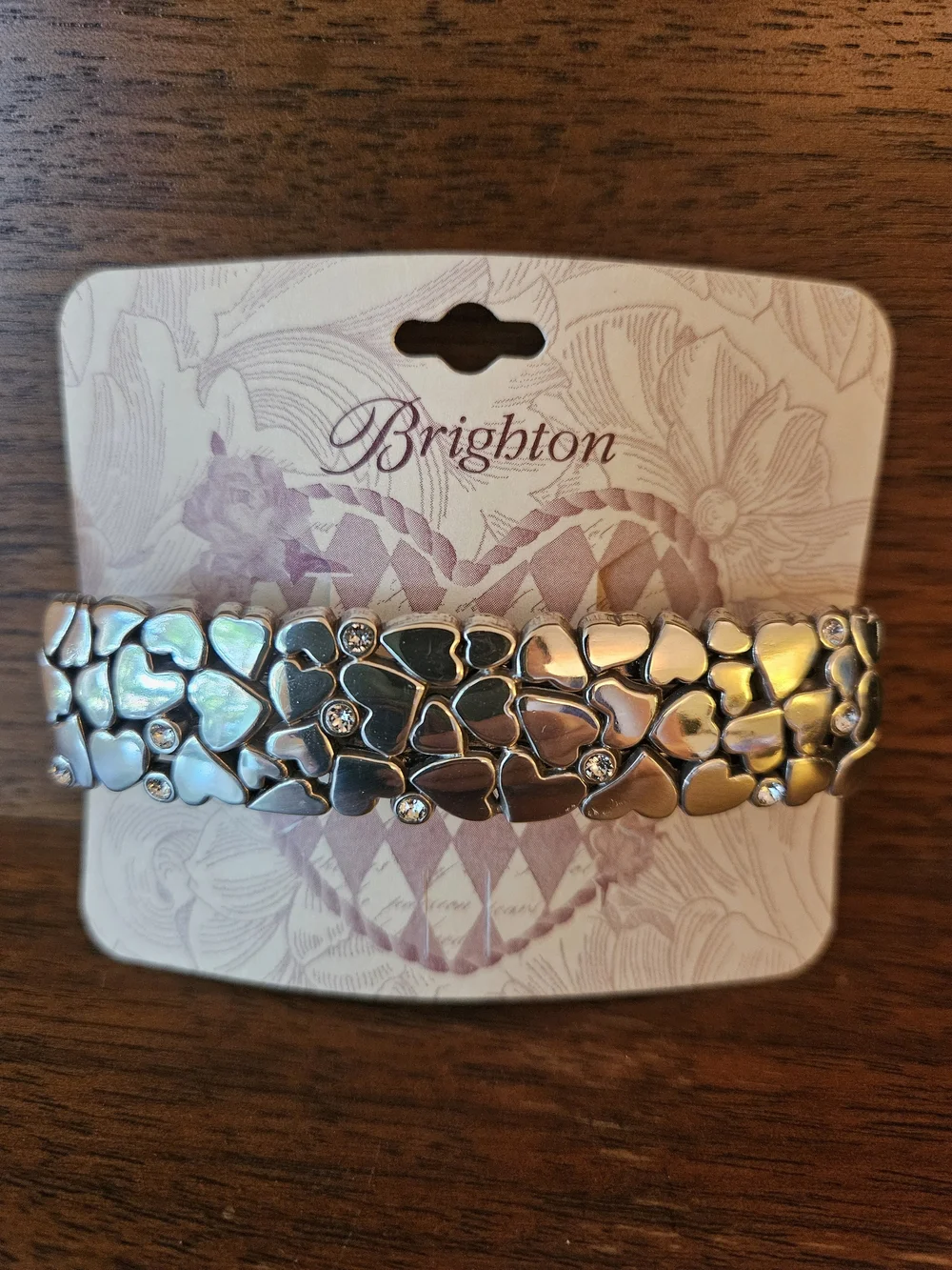 Brighton Silver-plated Le Beau Heart Barette with Crystal Accents